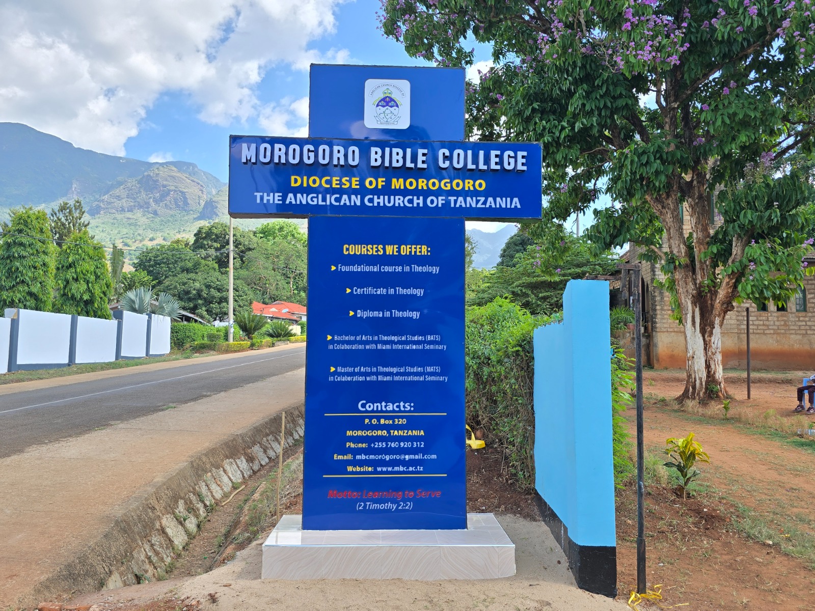 Morogoro Bible College roadside billboard, full view