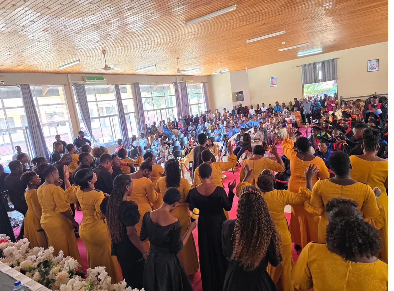 The College choir singing at graduation