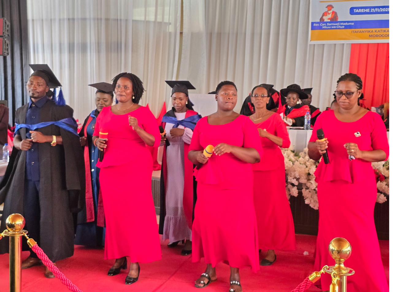 The College choir singing at graduation