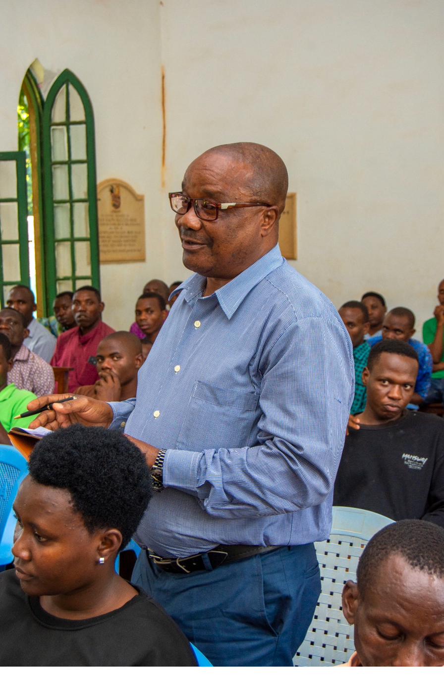 A student asking a question in class